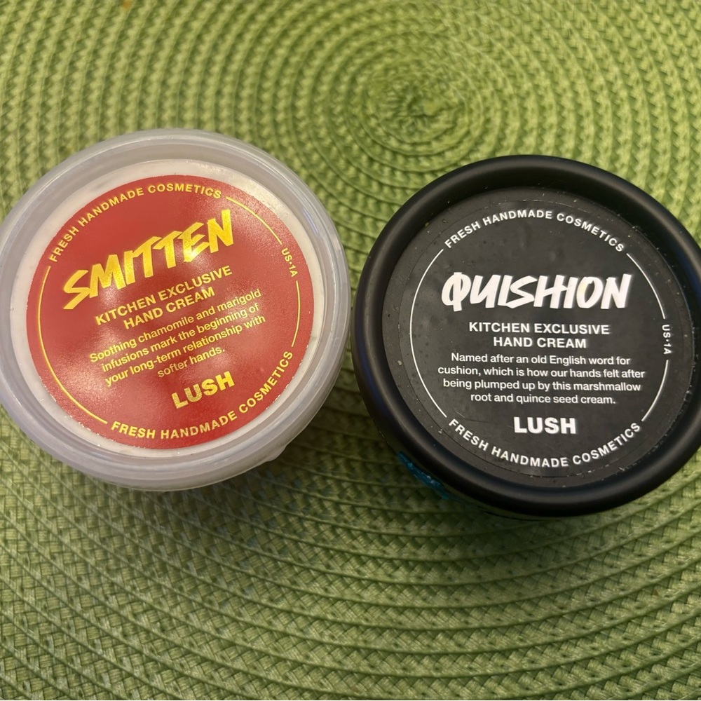 Lush kitchen exclusive hand creams, Smitten hand cream and Quishion Hand cream